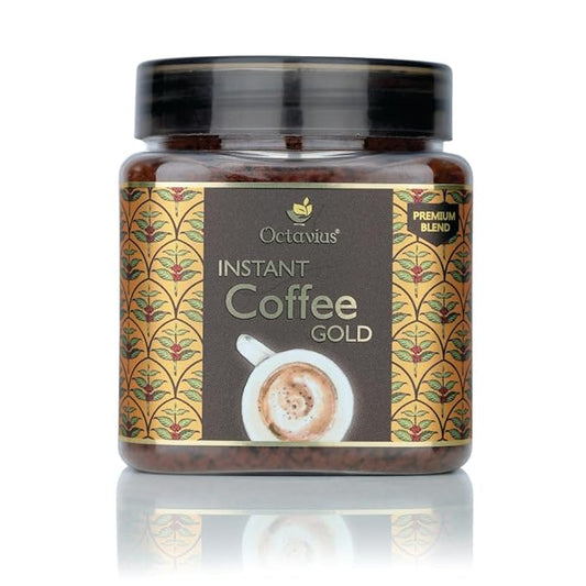 Octavius Gold Instant Coffee – Indian Medium-Dark Roast, 100% South India Beans | Smooth & Balanced Ground Coffee | Rich Aroma & Bold Flavor | 3.5 oz (100g) Jar