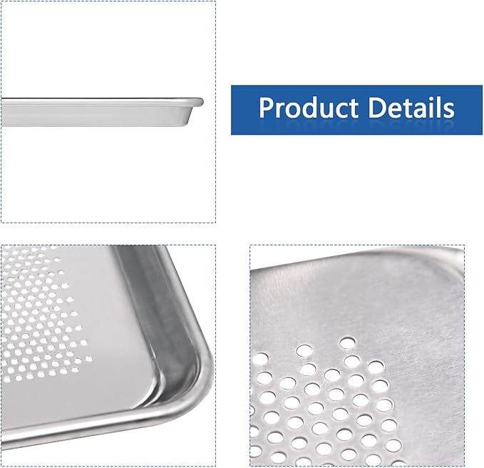 HARDURA Aluminum Perforated Baking Sheet Pan 18”L X 26”W X 1”H Cookie Sheet, 12Packs, For Oven in Bakery & Restaurant, Kitchen