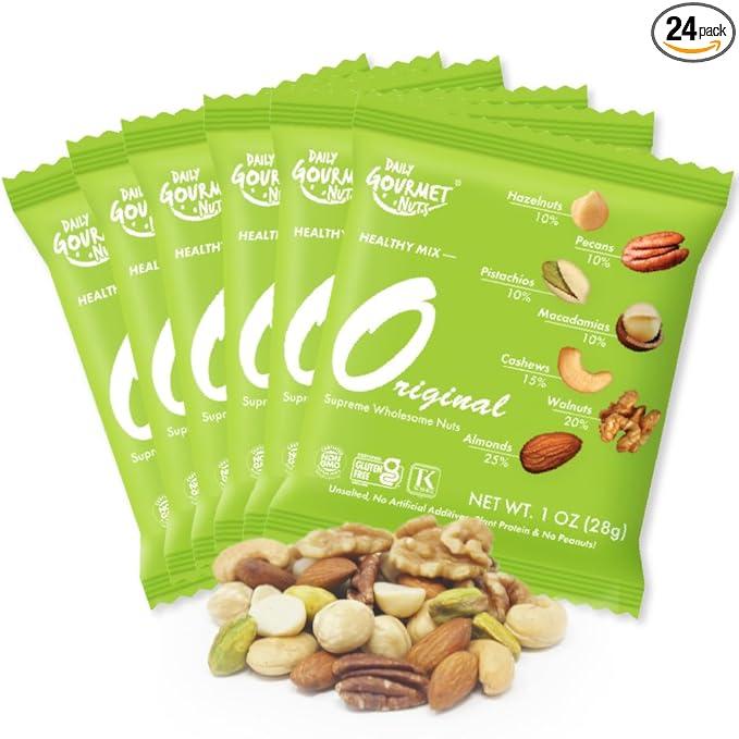 Daily Gourmet Nuts - Unsalted Mixed Nuts Snack Packs/Individually Wrapped Snacks/Nut Snacks/No Peanuts/Healthy Trail Mix Individual Packs/Deluxe Assorted Snacks