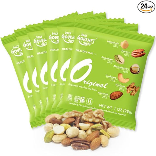 Daily Gourmet Nuts - Unsalted Mixed Nuts Snack Packs/Individually Wrapped Snacks/Nut Snacks/No Peanuts/Healthy Trail Mix Individual Packs/Deluxe Assorted Snacks