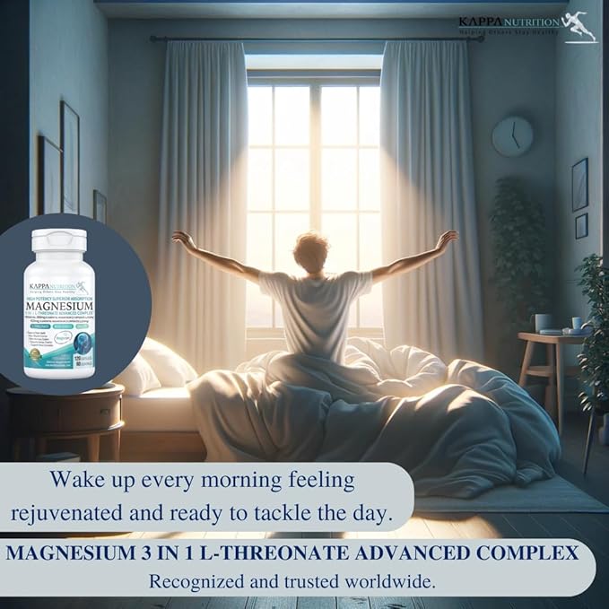 Kappa Nutrition Magbrain??Magnesium L-Threonate Plant-Based, 420mg Elemental Magnesium (3 Capsules) from 2,253mg, 120 Vegan Capsules, Brain, Sleep & Muscle Support.