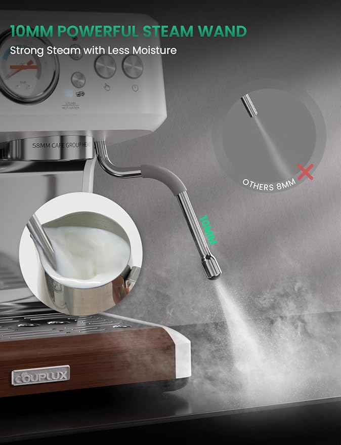 Espresso Machine with Grinder, Multifunctional Espresso Machine with Powerful Milk Frother 58MM Cafì±?Level Espresso Coffee Machine 15 Bar Cappuccino & Latte Machine for Home Stainless Steel