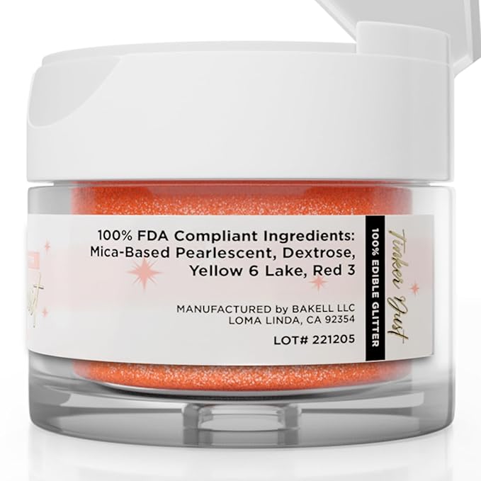 Bakell - Peach Tinker Dust (5g, 1x Jar) Edible Glitter for Food, Desserts, and Beverages!
