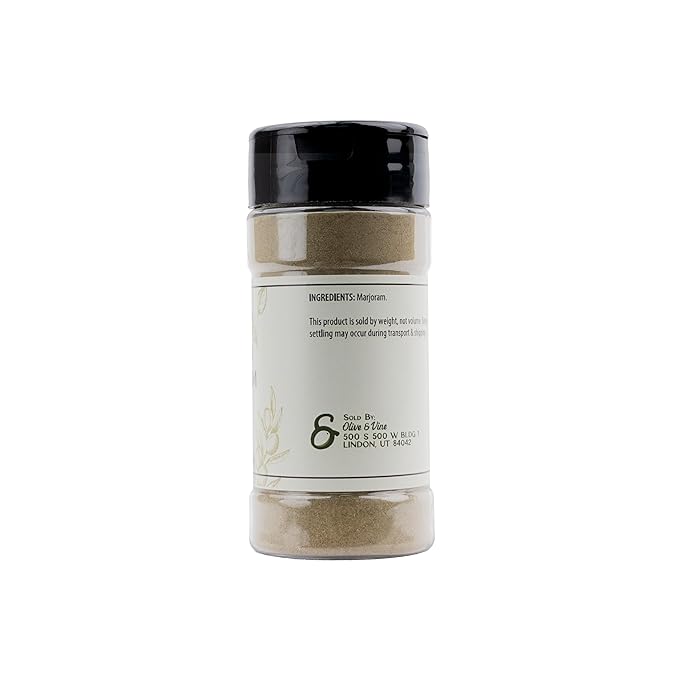 Olive & Vine Ground Marjoram, Earthy & Sweet, Seasoning for Soups, Stews, and Roasts, With Rich Tradition, Authentic Taste, For Global Recipes (1.52 Ounce)