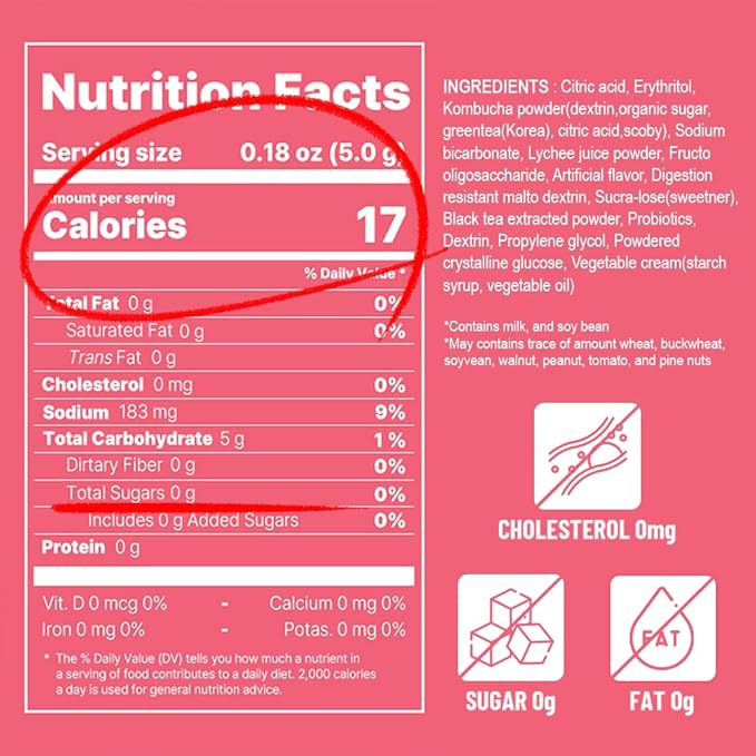 KAYFOOD-Kombucha-Lychee-Garden-Daily Zero Sugar, Diet, Gut Healthy Sparkling Beverage, Fermented Korean Drinks for Iced Tea Hot Tea, Workout T (10ST)