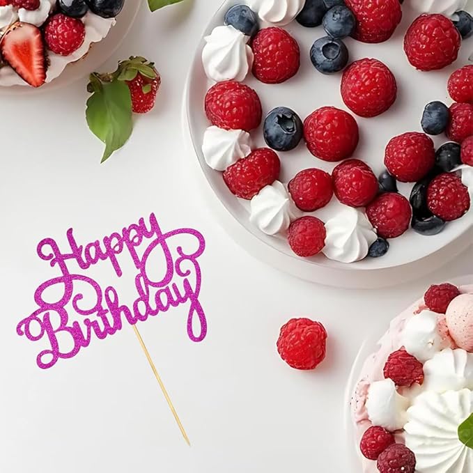 1 PCS Rose Red Birthday Cake Topper Happy Birthday Cake Toppers Happy Birth Cake Decorations Girls Women's Celebrating Anniversary Birthday Party Decorations