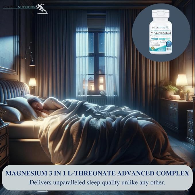 Kappa Nutrition Magbrain??Magnesium L-Threonate Plant-Based, 420mg Elemental Magnesium (3 Capsules) from 2,253mg, 90 Vegan Capsules, Brain, Sleep & Muscle Support.