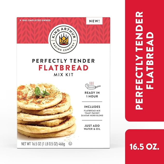 King Arthur Baking Company Perfectly Tender Flatbread Mix Kit 16.5 oz., Baking Mix - Ready in 1 hour