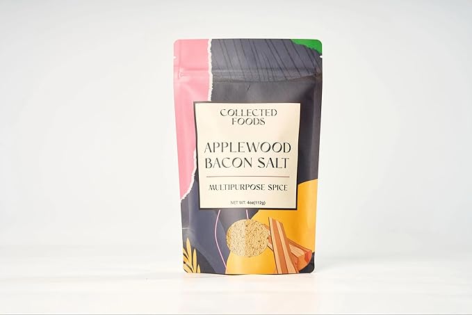 Collected Foods Premium Applewood Smoked Bacon Salt Seasoning – All-Natural, Gluten-Free, Vegan, Non-GMO | Flavored Salt for Chicken, Steak, Eggs, Vegetables, Soups & More – 2oz