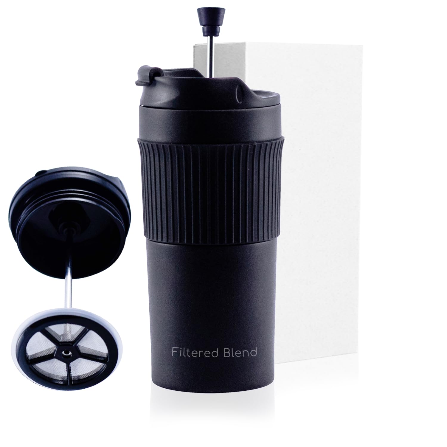 15oz Stainless Steel Travel French Press-Insulated Coffee Mug-Tumbler Black