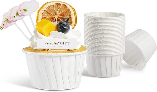 White Cupcake Liners, 200pcs Muffin Baking Cups,Ramekin Holders, Heavy Duty Oil proof Wrappers for Wedding,Birthday,Party,Baby Showers,Gift for Valentine's Day