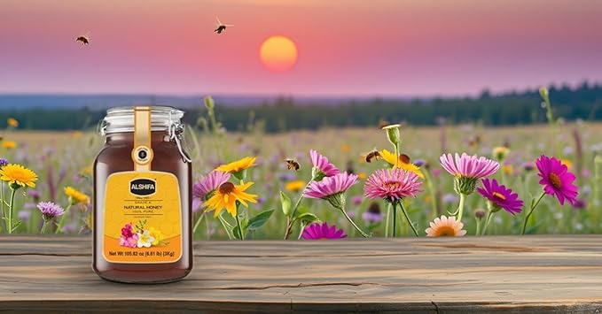 ALSHIFA Natural Honey 6.61lb (3kg) | Pack of 4 | Raw & Pure Honey Unpasteurized | Unique Taste Sweetener | Healthy & Rich in Nutrients | No Added Sugar | Glass Bottle