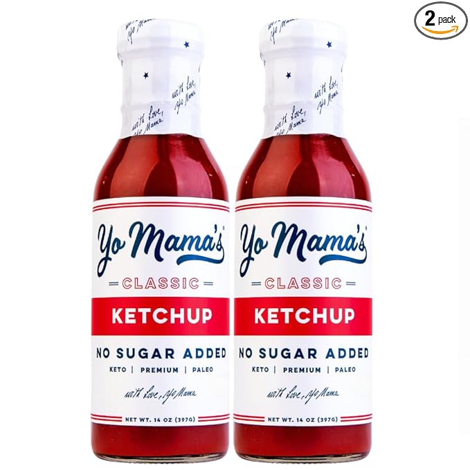Yo Mama's Foods Keto Classic Ketchup ??Pack of (2) - Zero Calorie, No Sugar Added, Low Carb, Vegan, Gluten Free, Paleo Friendly, and Made with Whole Non-GMO Tomatoes!