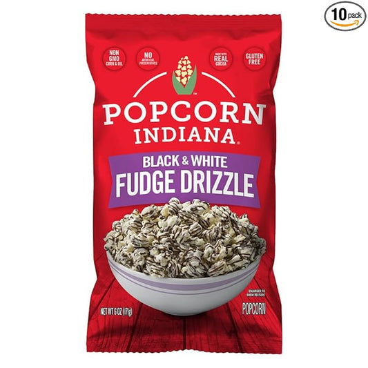 Popcorn Indiana Black & White Chocolate Drizzle (10 Count - 1.0 Oz Each)