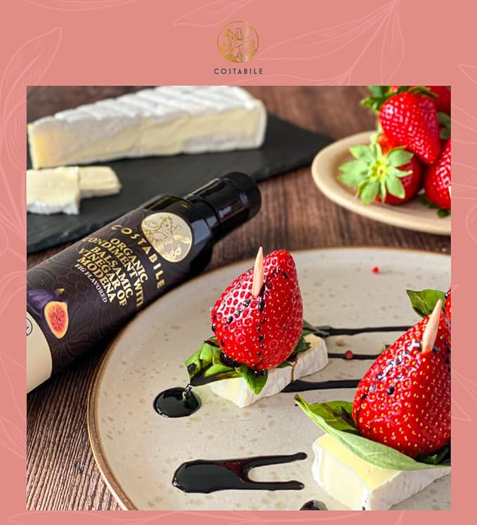 Fig Flavored Balsamic Vinegar Organic of Modena, Aged Made in Italy, Natural Blend, Thick Texture, Gourmet Touch, Traditional Craft