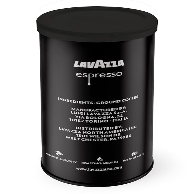 Lavazza Espresso Ground Coffee, Medium Roast, 100% Arabica, 8 oz Tin (Pack of 6)