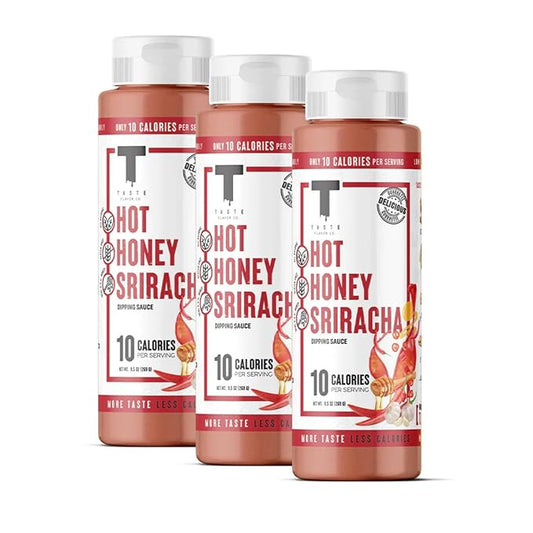 Taste Flavor Co. Grilling, Dipping Sauce and Marinade, Great Tasting, Low-Calorie Sauces, Keto Friendly, No Oils (3 Pack, Hot Honey Sriracha)