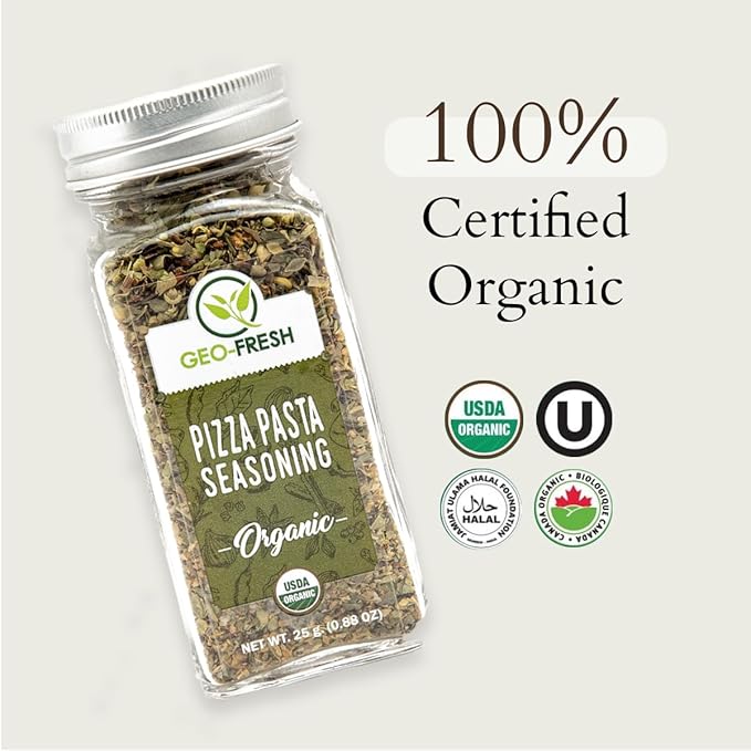 Geo-Fresh Organic Pizza Seasoning, 0.53 oz (15g), Non-GMO, Kosher, 100% Organic Herbs, Gluten Free, USDA Certified