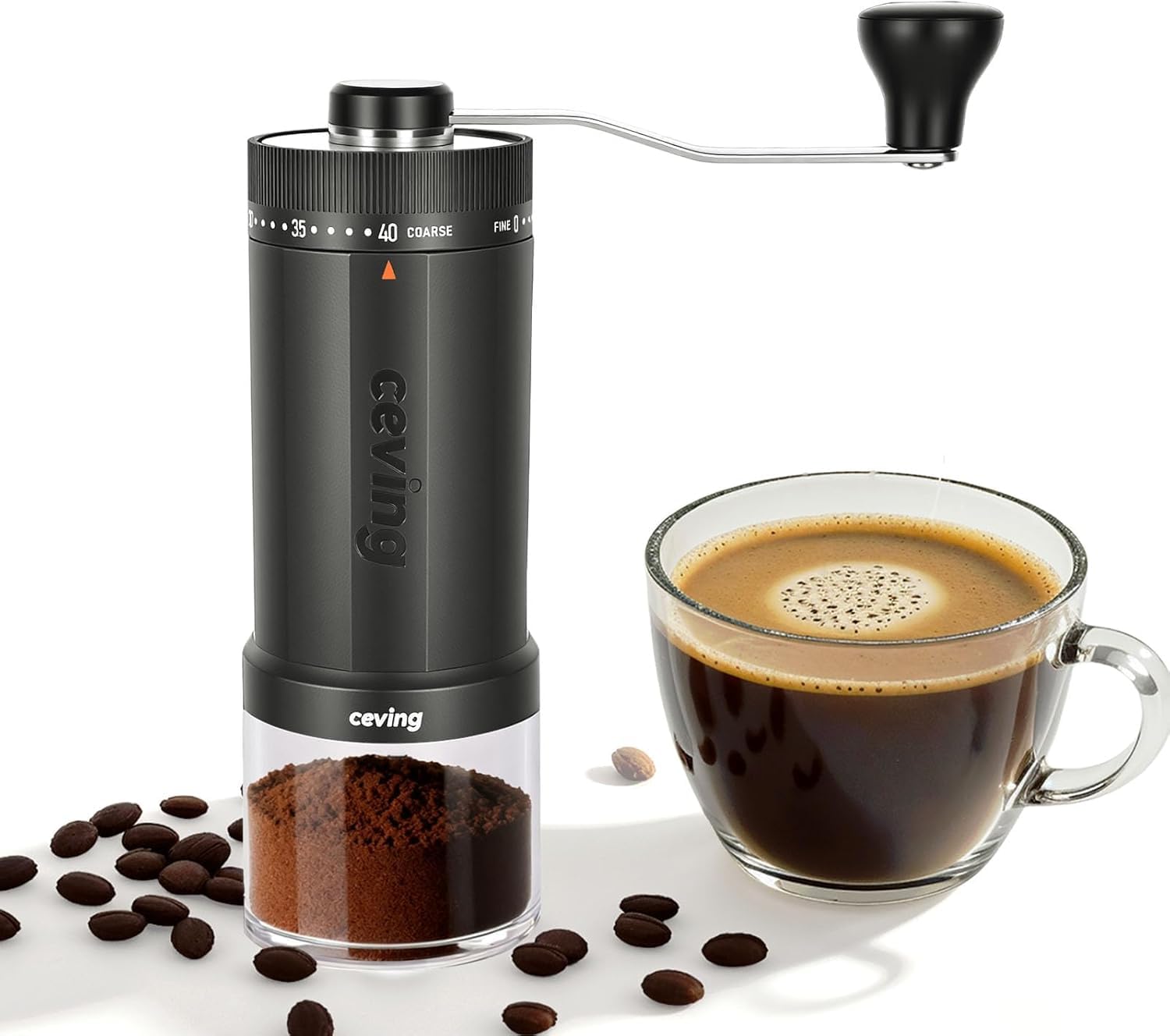 CEVING World's First 60g Large Capacity Manual Coffee Grinder, Gray
