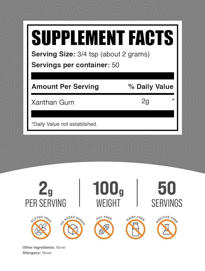 BulkSupplements.com Xanthan Gum Powder - Xanthan Gum Thickener, Xanthan Gum for Baking - Xanthan Gum Gluten Free, Food Grade, 2g per Serving, 100g (3.5 oz) (Pack of 1)
