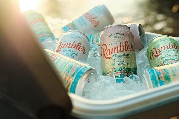 AUTX RAMBLER Sparkling Water, Texas Limestone Mineral Blend, Cranberry Flavor, Limited Edition, 12-Ounce Cans, Three 8-Packs (24 Cans)