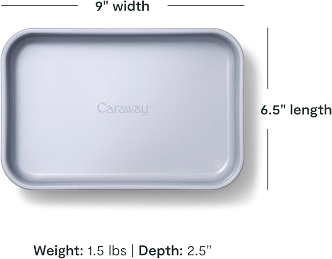 Caraway Nonstick 9??x 6.5??Small Rectangle Baking Pan ??Non-Toxic, PTFE & PFOA Free ??Aluminized Steel Core ??Deep Ceramic Baking Pan for Casseroles, Lasagna & More - Black