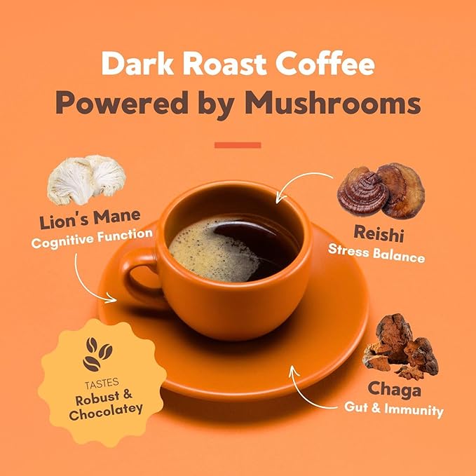 360 Nutrition Instant Mushroom Coffee with Reishi, Lion?™s Mane, Chaga Superfood Mushrooms for Natural Energy, Focus and Immunity | Dark Roast, No Added Sugar 5 oz (Full Spectrum)