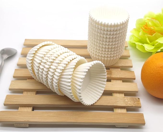 Food Grade Mini Cupcake Liners White Greaseproof Paper Muffin Baking Cups, 500-Count