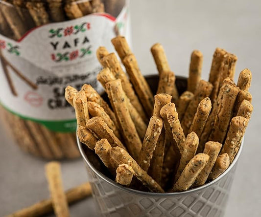 YAFA Saltines Crackers Premium ??Thyme Saltine Crackers - Saltine Crackers Organic -Taste of Palestine - Low Salt Crackers - Crackers Snack 400g (Thyme)