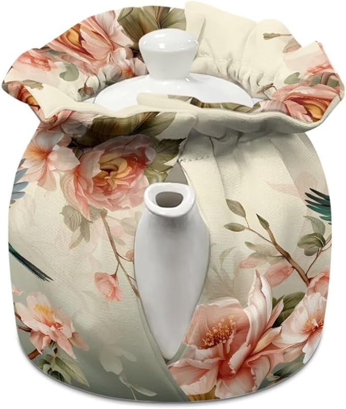 Hummingbird Tea Cozy for Teapot Insulated Rose Hibiscus Tea Pot Cozy for Keeping Warm for Gift Cup Cozy Home Kitchen Decorative
