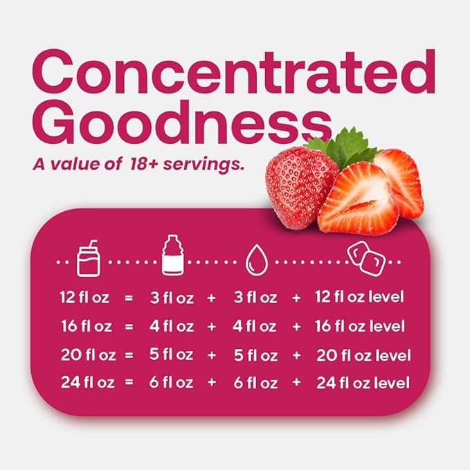 Dr. Smoothie Refreshers Strawberry Acai ??Made with Real Fruit Juice ??Drink Concentrate, No Artificial Colors, Shelf-Stable ??Lightly Caffeinated with Green Coffee Extract (46 oz Bottle)