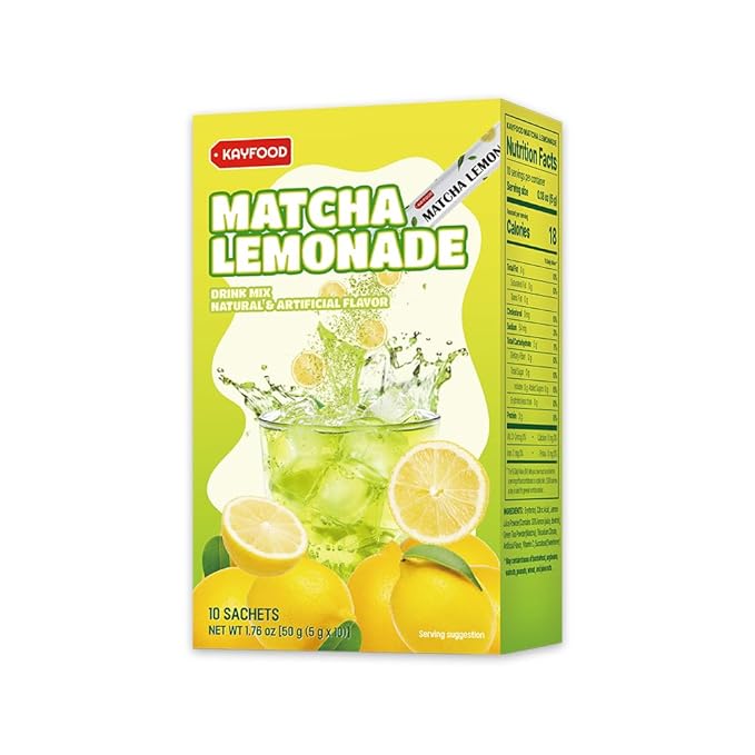 KAYFOOD Premium Teaade Matcha Lemon & Peach Oolongade Oolong Tea, Mix Powered Sugar Free, Diet, Korean Beverage, Dlended Hot & Iced Tea Ade, Healthy Drink (30, Matcha Lemonade) (10ST)