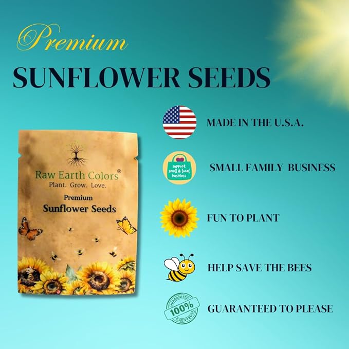 Sunflower Seeds for Planting - to Plant a Mix of Sunflowers Velvet Queen, Autumn Beauty, Dwarf Sunflower, Sunspot, Mammoth, Teddy Bear, Lemon Queen, and Sungold.