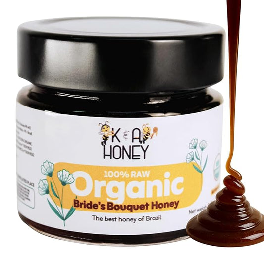 Organic Honey, 100% Pure, Raw Monofloral Brides Bouquet Honey, USDA Certified. Rich in Natural Antioxidants, Premium, No Additives - 8.47 oz