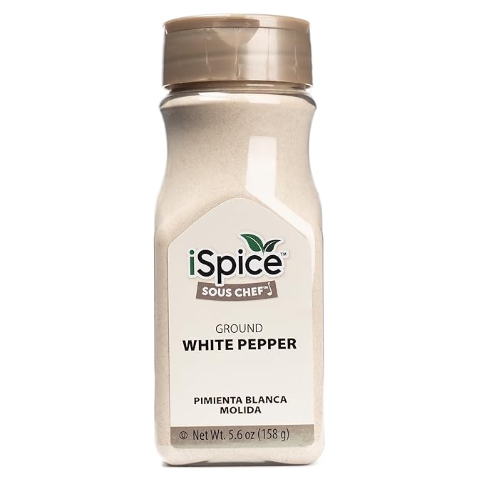 iSpice Ground White Peppers Spices and Seasonings For Cooking, 5.6 Ounce White Peppercorns Seasoning, Fine Ground And Gluten Free Ground pepper white Seasoning (158g)