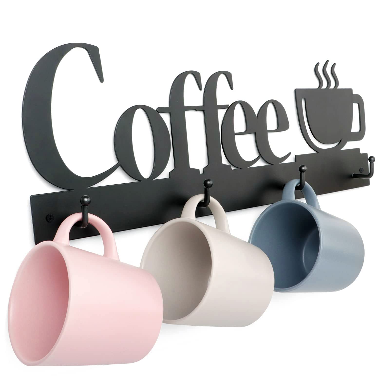 HULISEN Coffee Mug Wall Rack, Coffee Cup Holder Wall Mounted with 12 Hooks