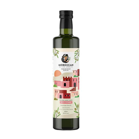 MOROCCAN OLIVE GROVE - Bold & Dynamic - Premium Desert Extra Virgin Cold Extracted Olive Oil, 100%