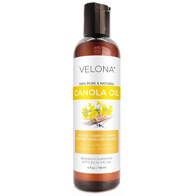 velona Canola Seed Oil 4 fl oz | 100% Pure and Natural Carrier Oil | Refined, Expeller pressed | Cooking, Dressing, Skin, Face, Body, Hair Care | Use Today - Enjoy Results