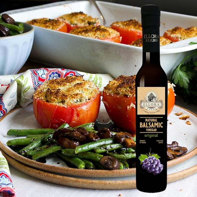 Ellora Farms, Plain Natural Balsamic Vinegar, Award-Winning, Thick and Creamy, No-added Sugars, No-Preservatives, Glass Bottle, 8.45 oz., Pack of 1