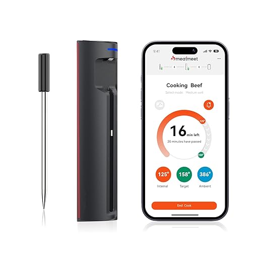 WiFi Meat Thermometer | Long-Range Wireless Probe for Oven, Grill, Air Fryer, BBQ | Smart APP | Dual Sensors | IP67 Waterproof
