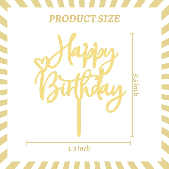 ZHENGYE Gold Acrylic Happy Birthday Cake Topper Cupcake Topper Decorations for Baby Shower Children or Adults Birthday Cake Decoration Supplies(Gold 15)