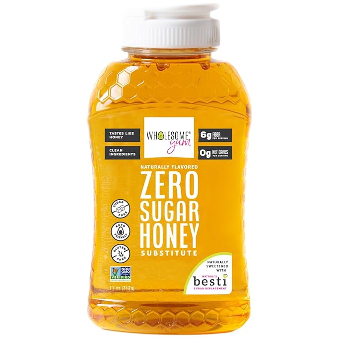 Wholesome Yum Zero Sugar Honey Substitute (Keto) - Natural Sugar Free Honey Alternative With Monk Fruit & Allulose - Zero Net Carbs, Non GMO, Gluten Free, No Aftertaste (11 oz)