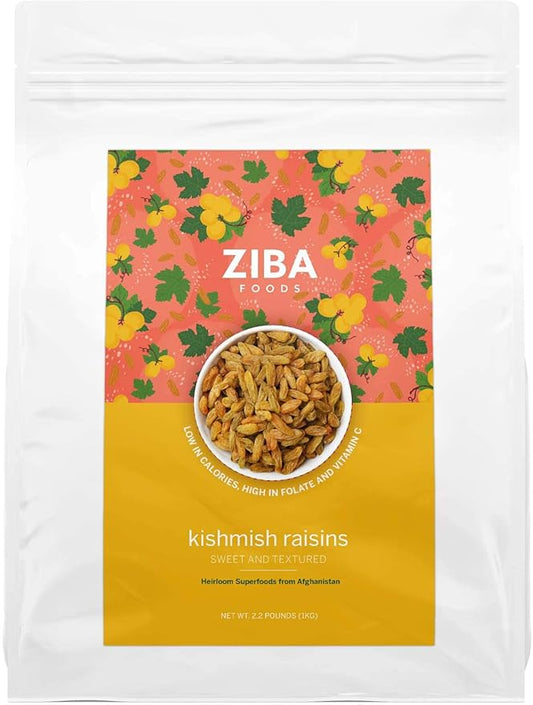 Ziba Foods Kishmish Raisins | Non-GMO, Vegan, Whole 30 Friendly & Paleo | Superfood Naturally High in Fiber, Iron and Immune Boosting Antioxidants, 2.2 lbs