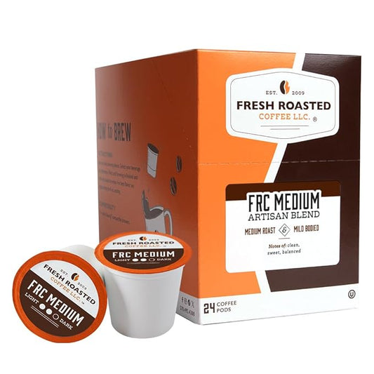 Fresh Roasted Coffee, FRC Medium Roast Blend, 24 Pods for K Cup Brewers