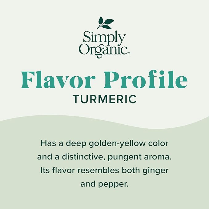 Simply Organic Ground Turmeric Root, 2.38 Ounce, Distinct Aroma, Ginger & Pepper-Like Flavor, Kosher, Non GMO (Pack of 3)