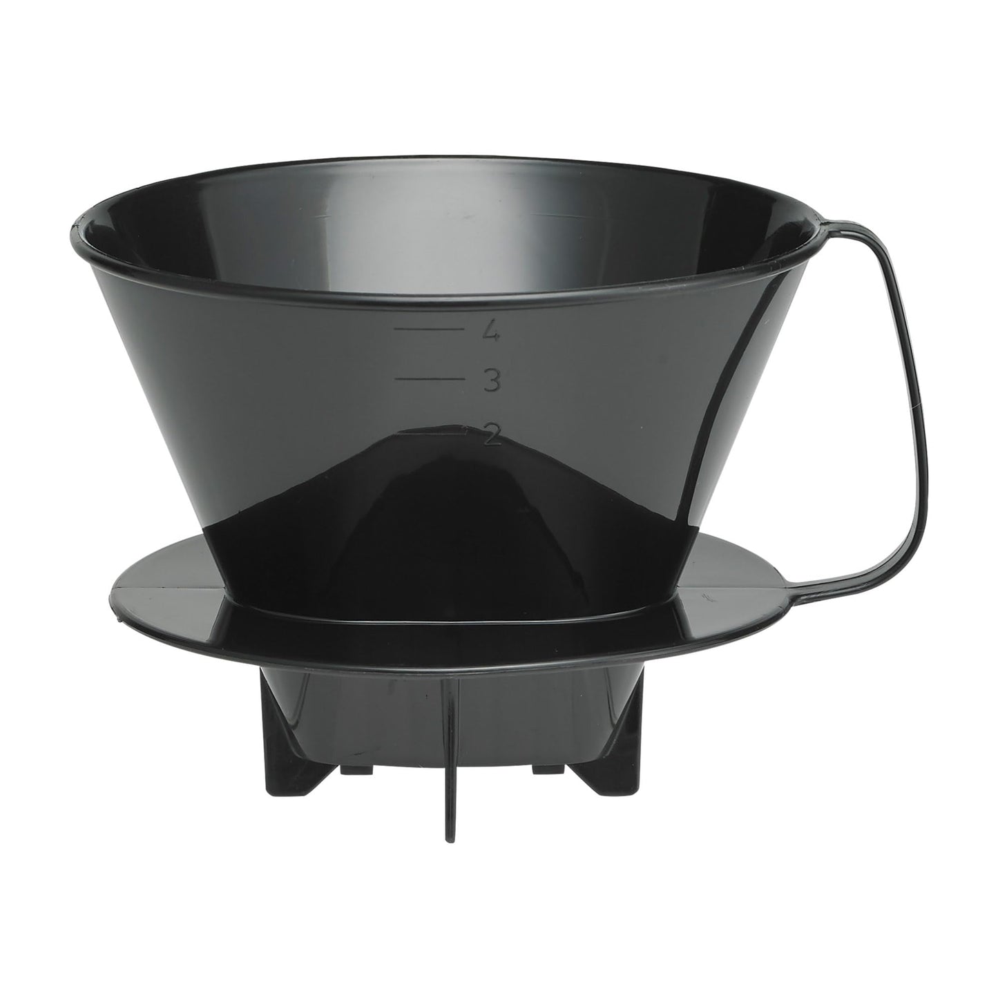 Fino Pour-Over Coffee Brewing Filter Cone, Number 4-Size, Black, Brews 8 to 12-Cups