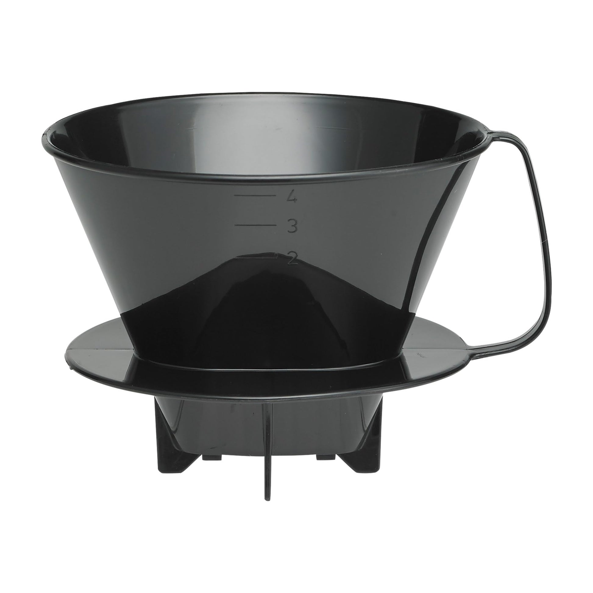 Fino Pour-Over Coffee Brewing Filter Cone, Number 4-Size, Black, Brews 8 to 12-Cups