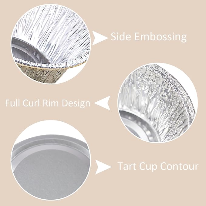 Aluminum Foil Baking Cups, 200 Pack Disposable 3 Oz Ramekins Aluminum Cupcake Muffin Liners Silver Foil Baking Cups for Egg Tart, Baking, Cupcake, Pudding, Appetize