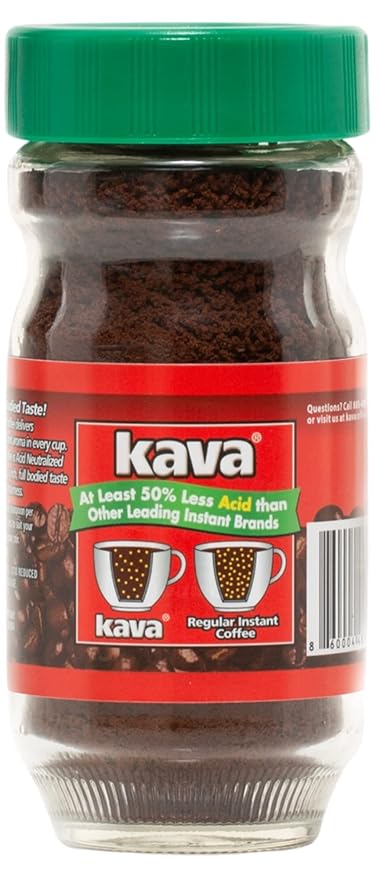 Kava Decaf Acid Reduced Instant Coffee, 4 Ounce Jar (Pack of 6)