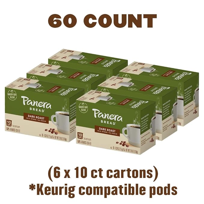 Panera Bread Dark Roast Single Serve Coffee Cups, 100% Arabica Coffee, Kosher, 10 Count (Pack of 6)